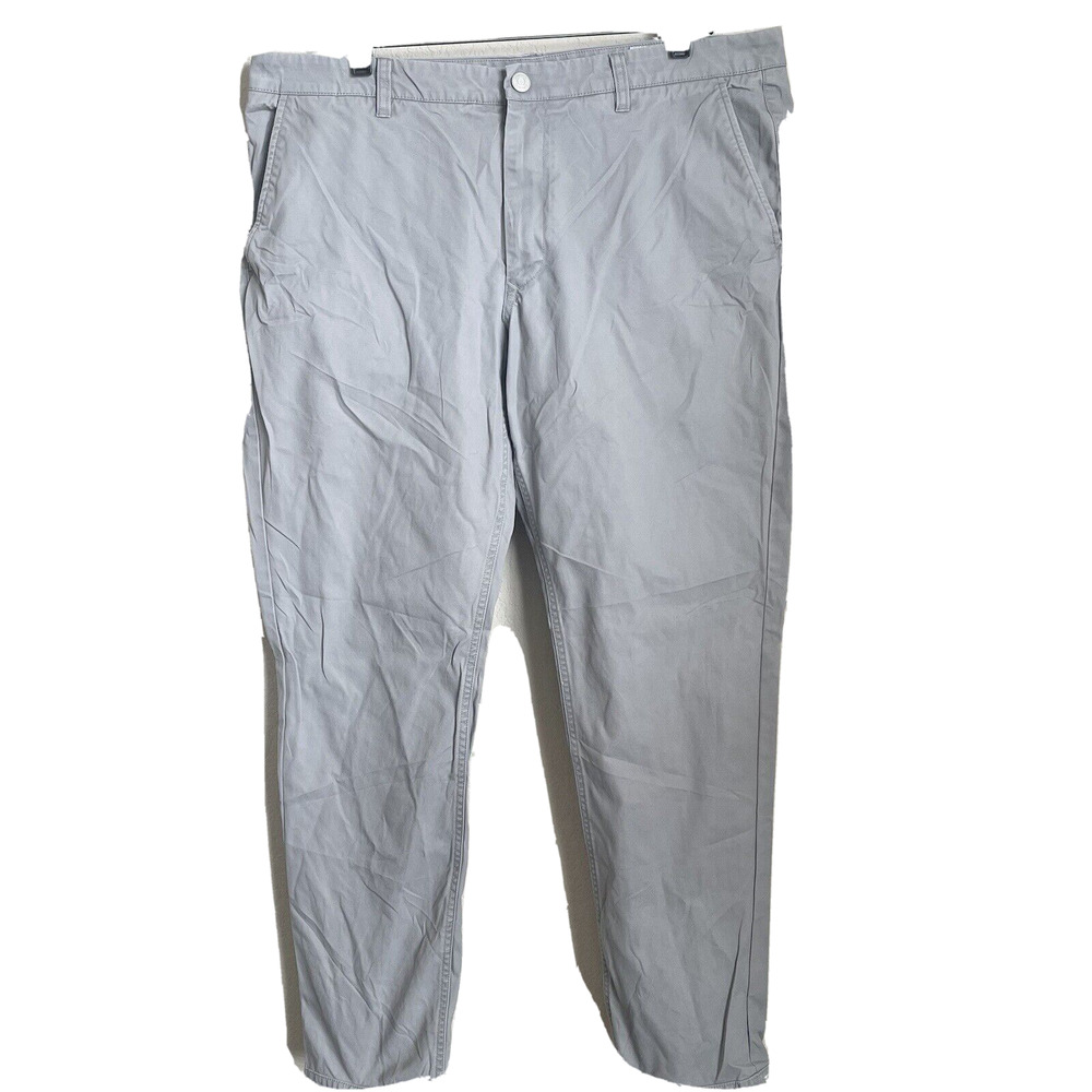 Bonobos Mens Straight Fit Gray Dress Pants 38x34 Chino Flat front Cotton Linen
